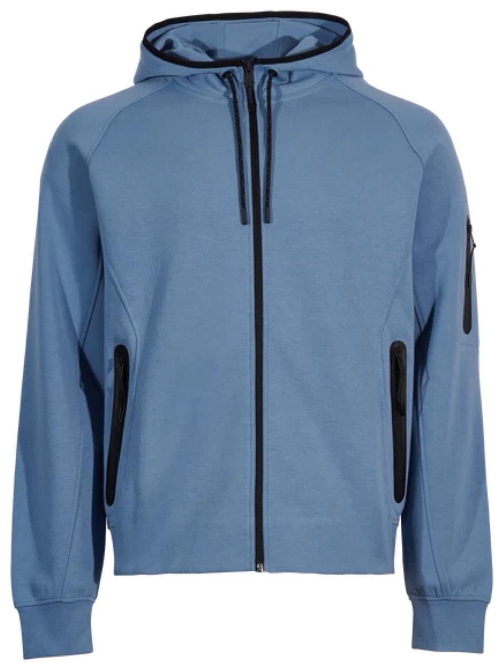 Men's Light Blue Zip-Up Hoodie with Black Contrast Trim